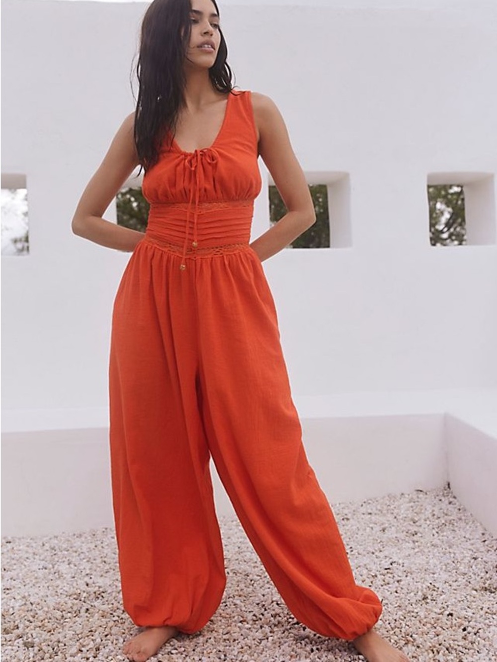 FREE PEOPLE Livin' Lovely Jumpsuit - Orange🌴 Size: L